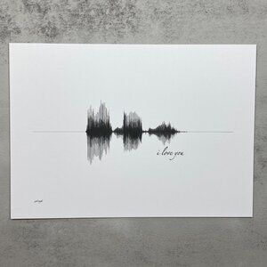 NEW I Love You Soundwave Wall Art Print 5x7in Black White Modern Minimalist